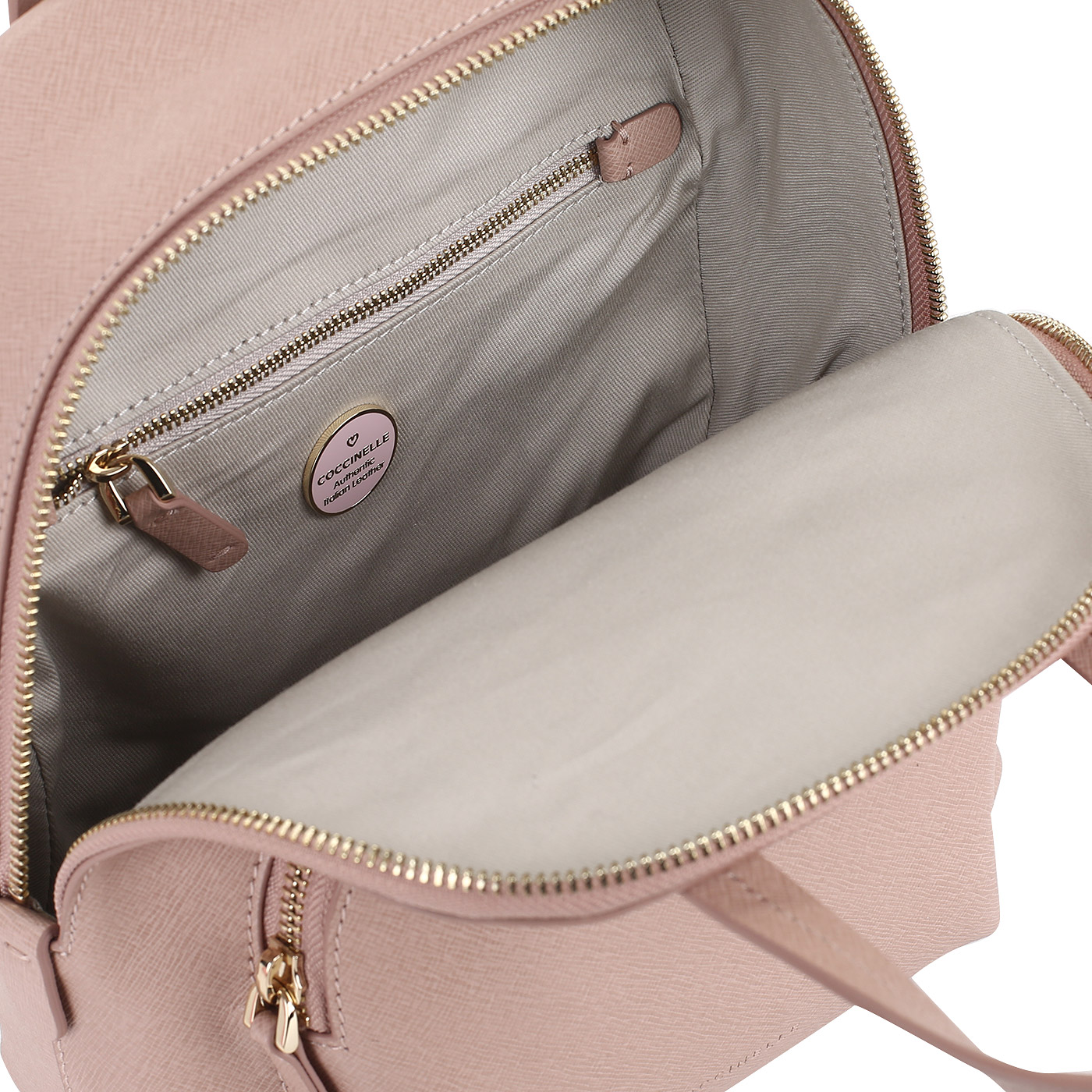 Розовый сафьяновый рюкзак Coccinelle Dione Saffiano