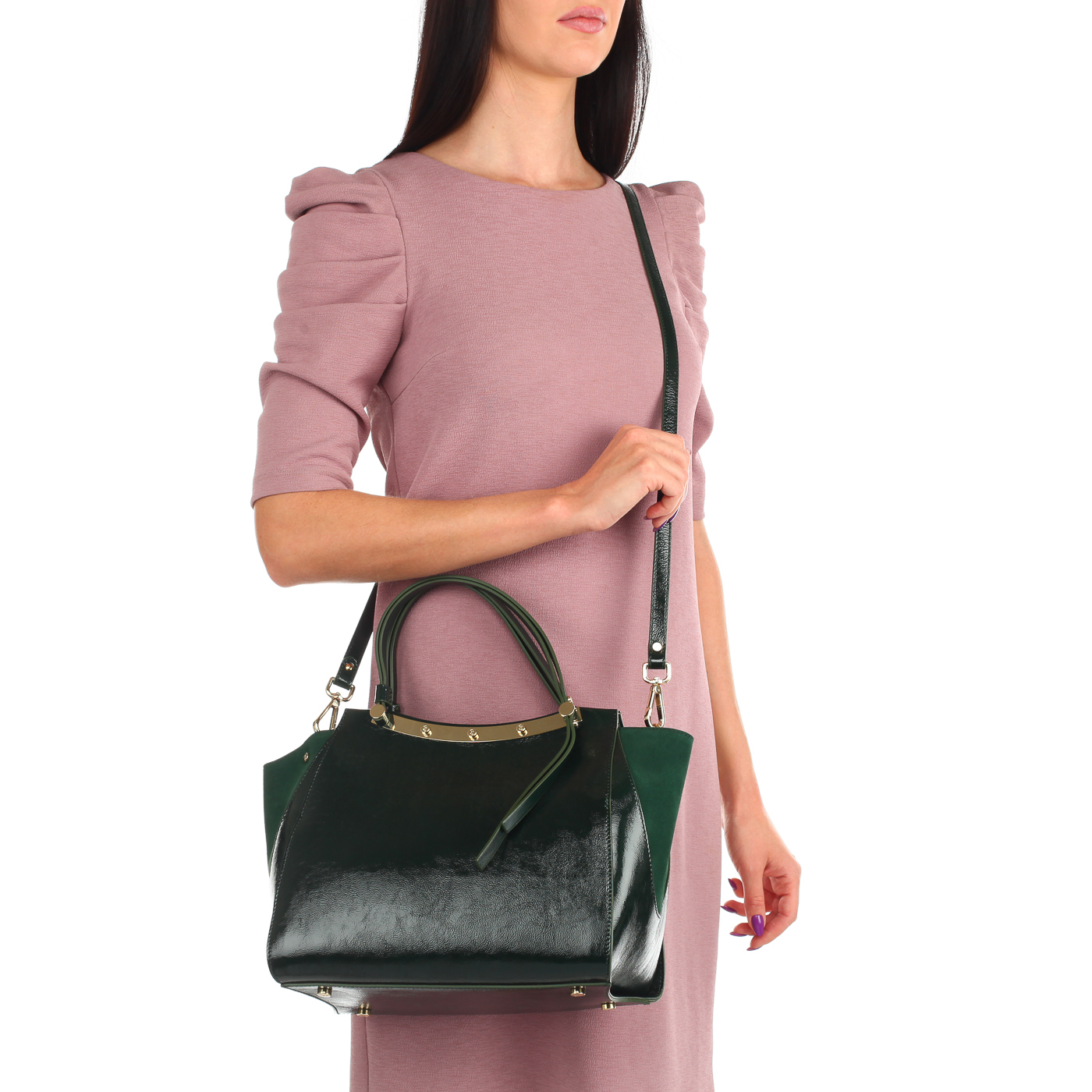 Сумка из комбинированной кожи Carlo Salvatelli Naplak