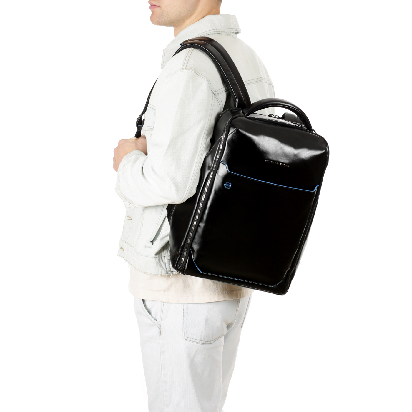 Кожаный рюкзак Piquadro Blue square