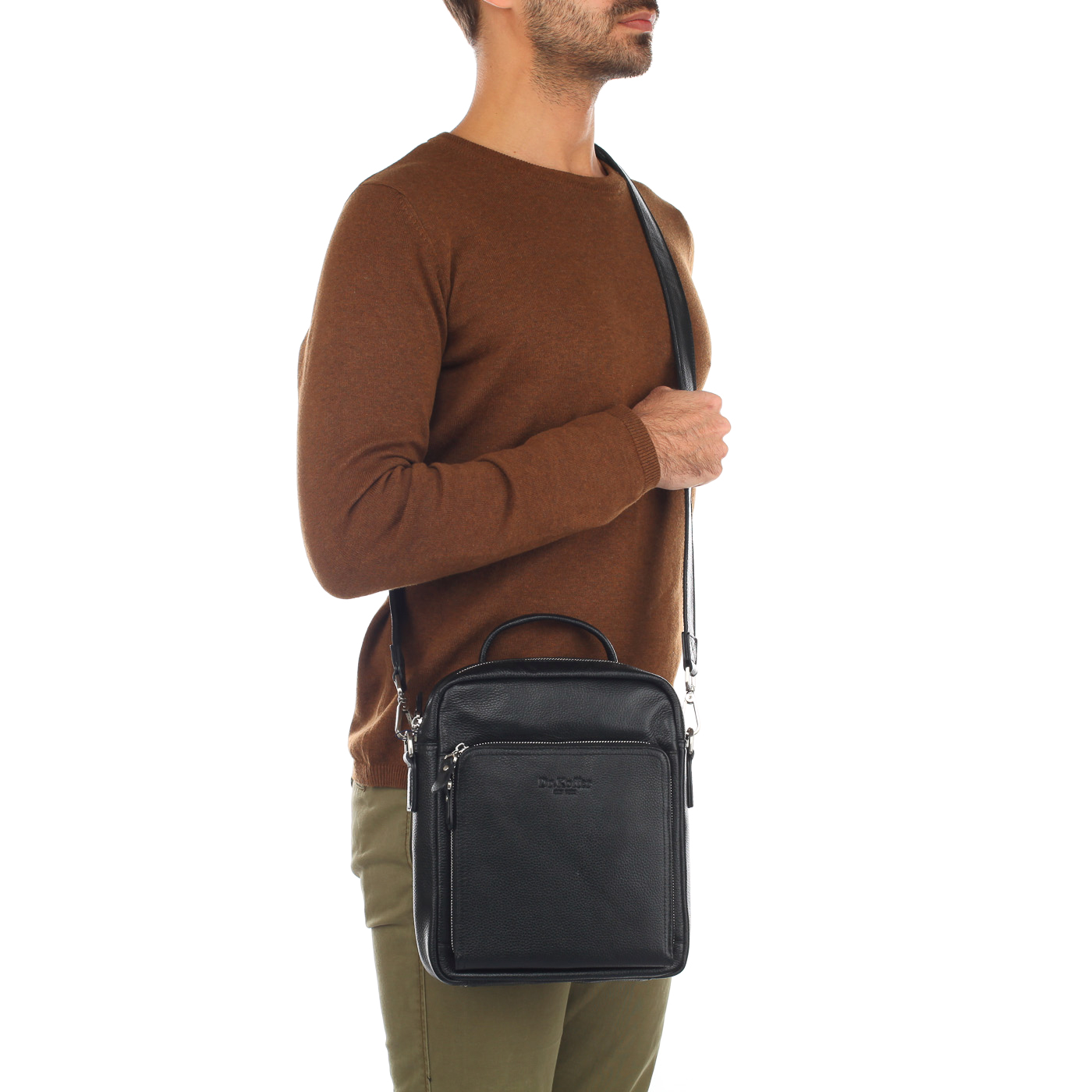 Мужская кожаная сумка с плечевым ремешком Dr. Koffer 