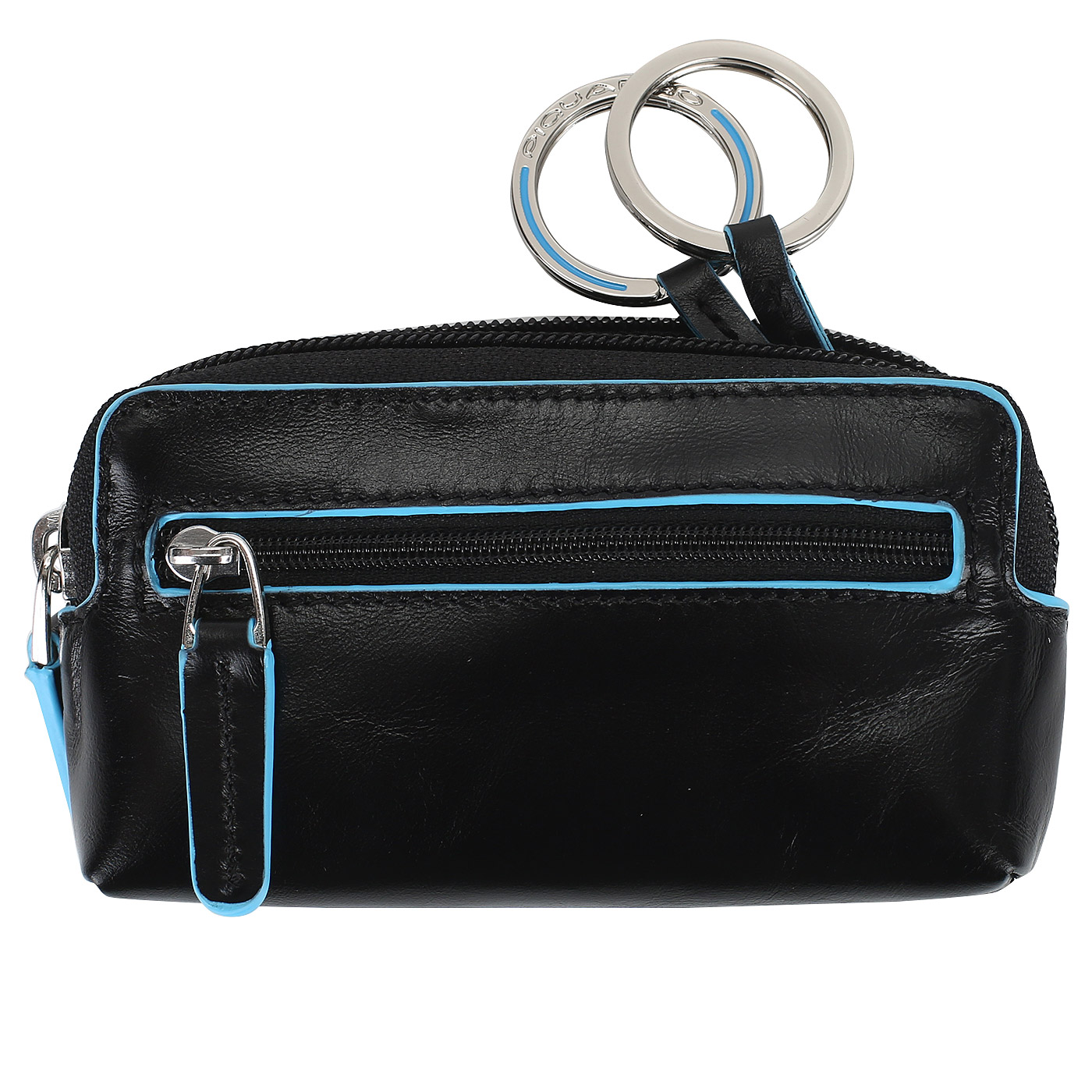 Кожаная ключница на молнии Piquadro Blue square