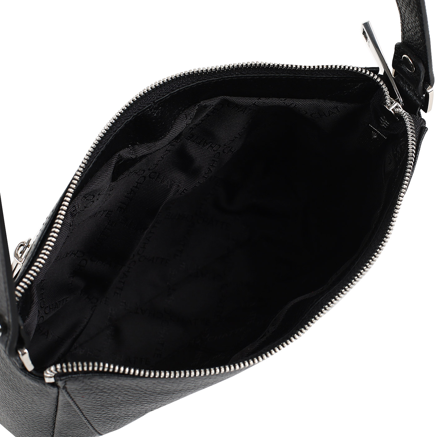 Женская сумочка из зернистой черной кожи через плечо Chatte Lion