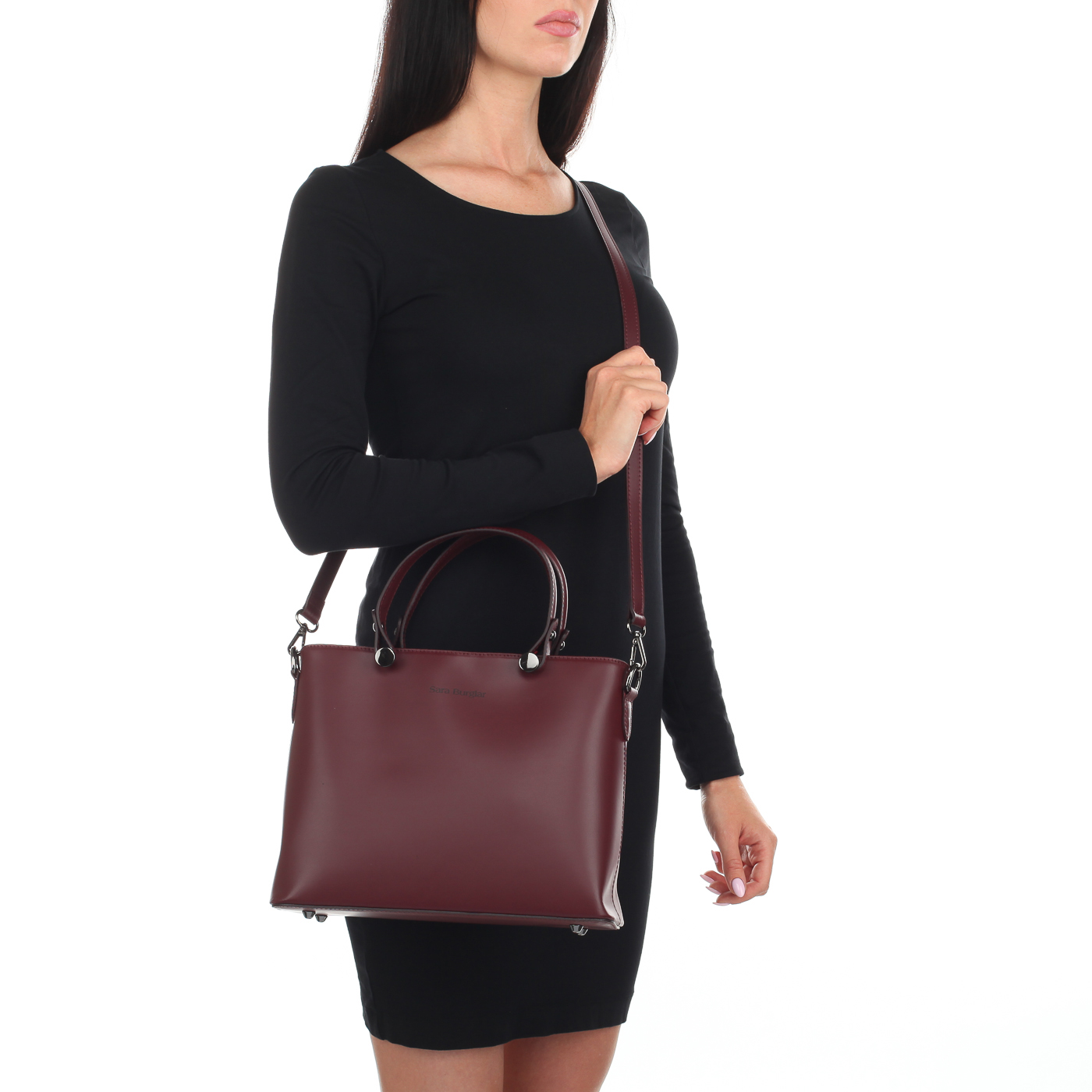Бордовая кожаная сумка Sara Burglar Diva