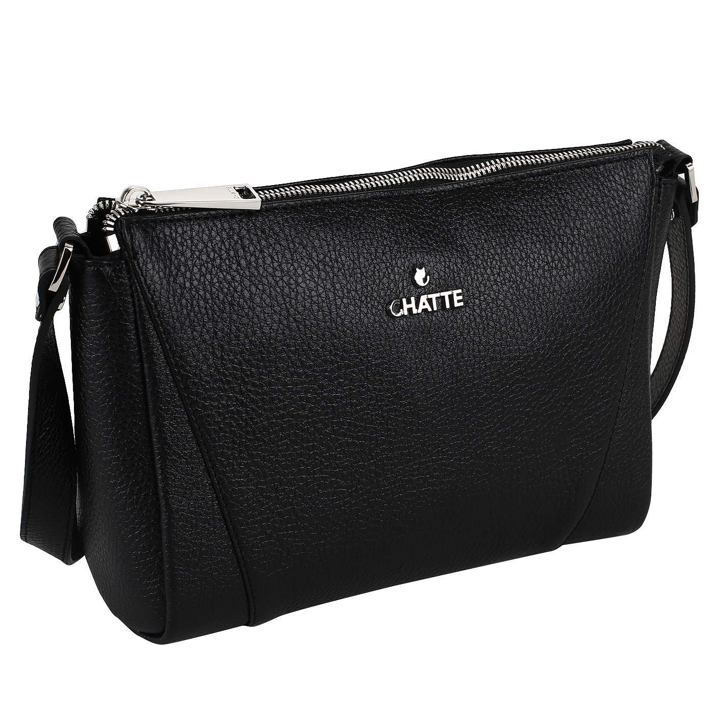 Женская сумочка из зернистой черной кожи через плечо Chatte Lion