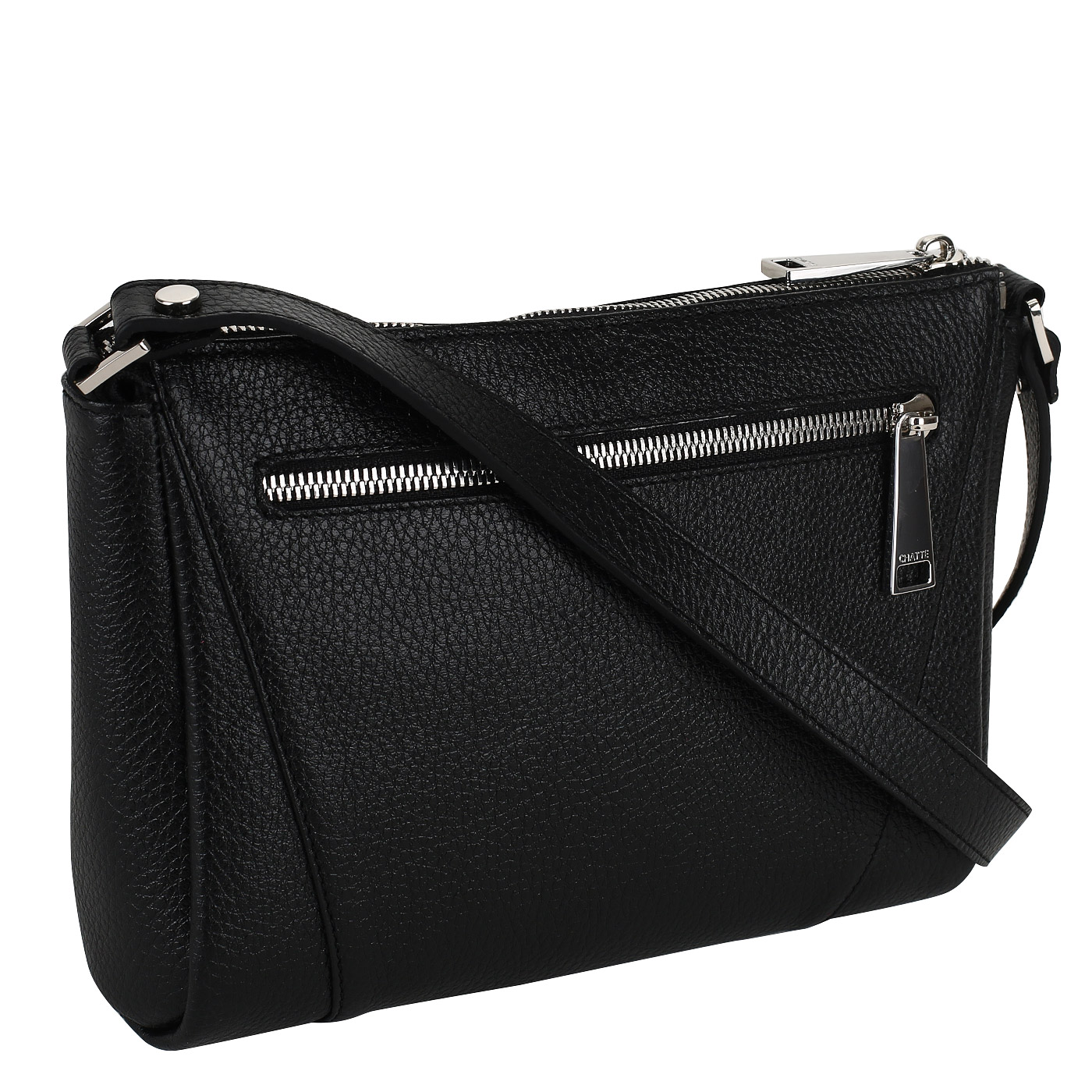 Женская сумочка из зернистой черной кожи через плечо Chatte Lion