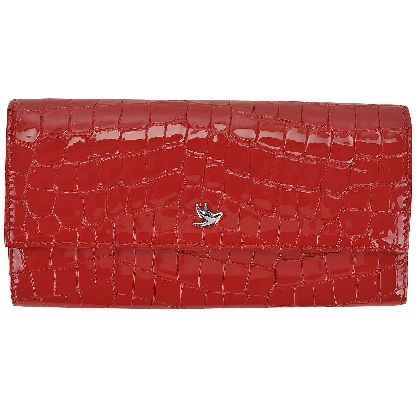 Aurelli Кожаное лаковое портмоне с выделкой под крокодила